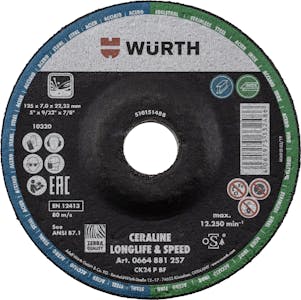 CERALINE GRND WHL STL/SS 4-1/2 X 1/4 X 7/8