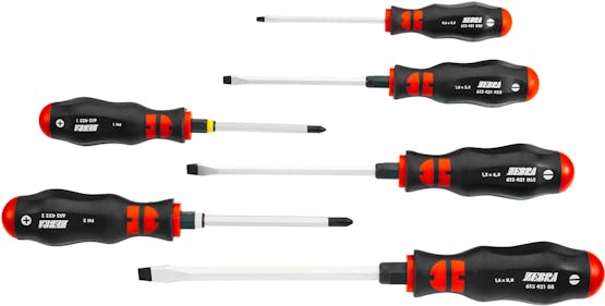 SCREWDRIVER SET HEX BLADE PH/SLOTTED 6 Pc