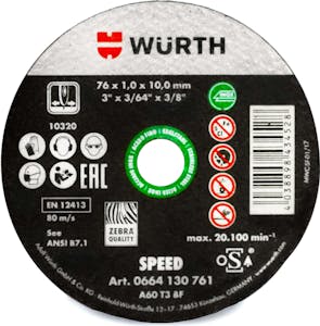 SPEED CUT OFF WHL SS FL 3" X 3/64" X 3/8" 10PK
