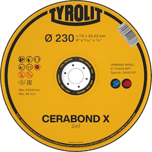 CERABOND X TYPE 27 GRINDING DISC 6"X9/32"X7/8"