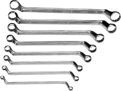 Double ring wrench set deep offset 8 pcs (WS6-22)