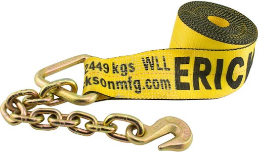 4"X30' 16,200LB WINCH STRAP W/ CHAIN LEAD