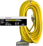 12/3 SJTW Yellow Lighted Triple Tap Extension Cords 25'