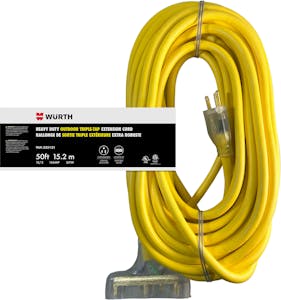 YELLOW TRPL TAP LGHT PLUG EXTENSION CORD 12/3 50'
