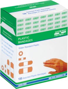 PLASTIC BANDAGES ASSORTED SIZES 100/BOX