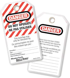 DO NOT OPERATE SAFETY TAG, EN/FR, LAMINATED 12/PK