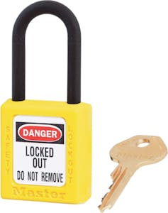 406 DIELECTRIC PADLOCK, KEYED DIFFERENT, YELLOW
