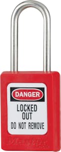 S31 STAINLESS PADLOCK, KEYED DIFFERENT, RED